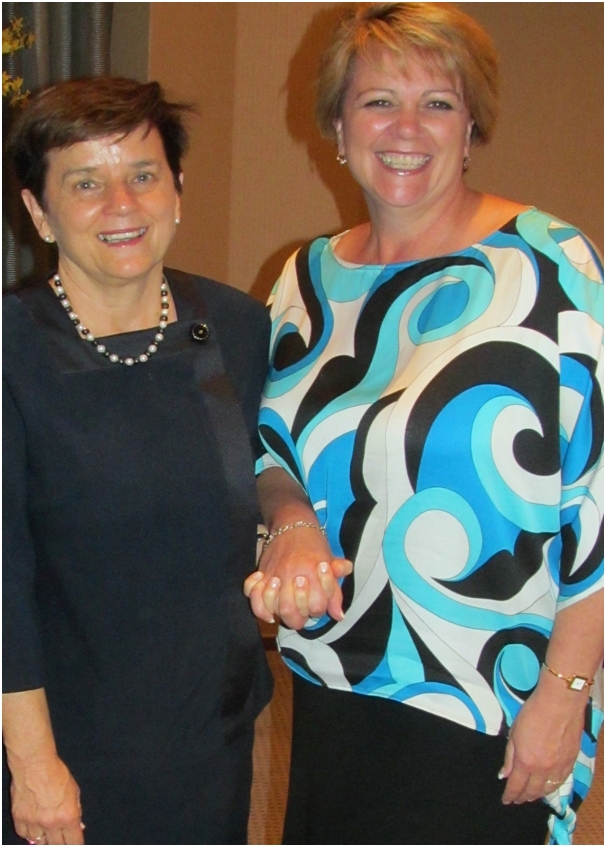 Christine Platt (left) handing over CAP Presidency to Dyan Currie (Right)